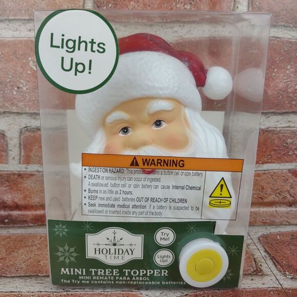 Santa Claus Lights Up Mini Christmas Tree Topper Light LED Glowing Decor Holiday - Picture 2 of 16